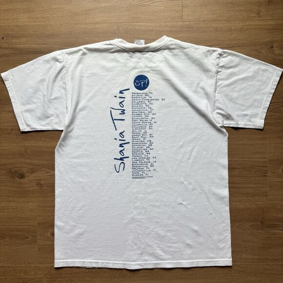 Vintage Shania Twain Up! 2003 Concert Tour T Shirt Size L White 2 Sided Y2K - Picture 4 of 9
